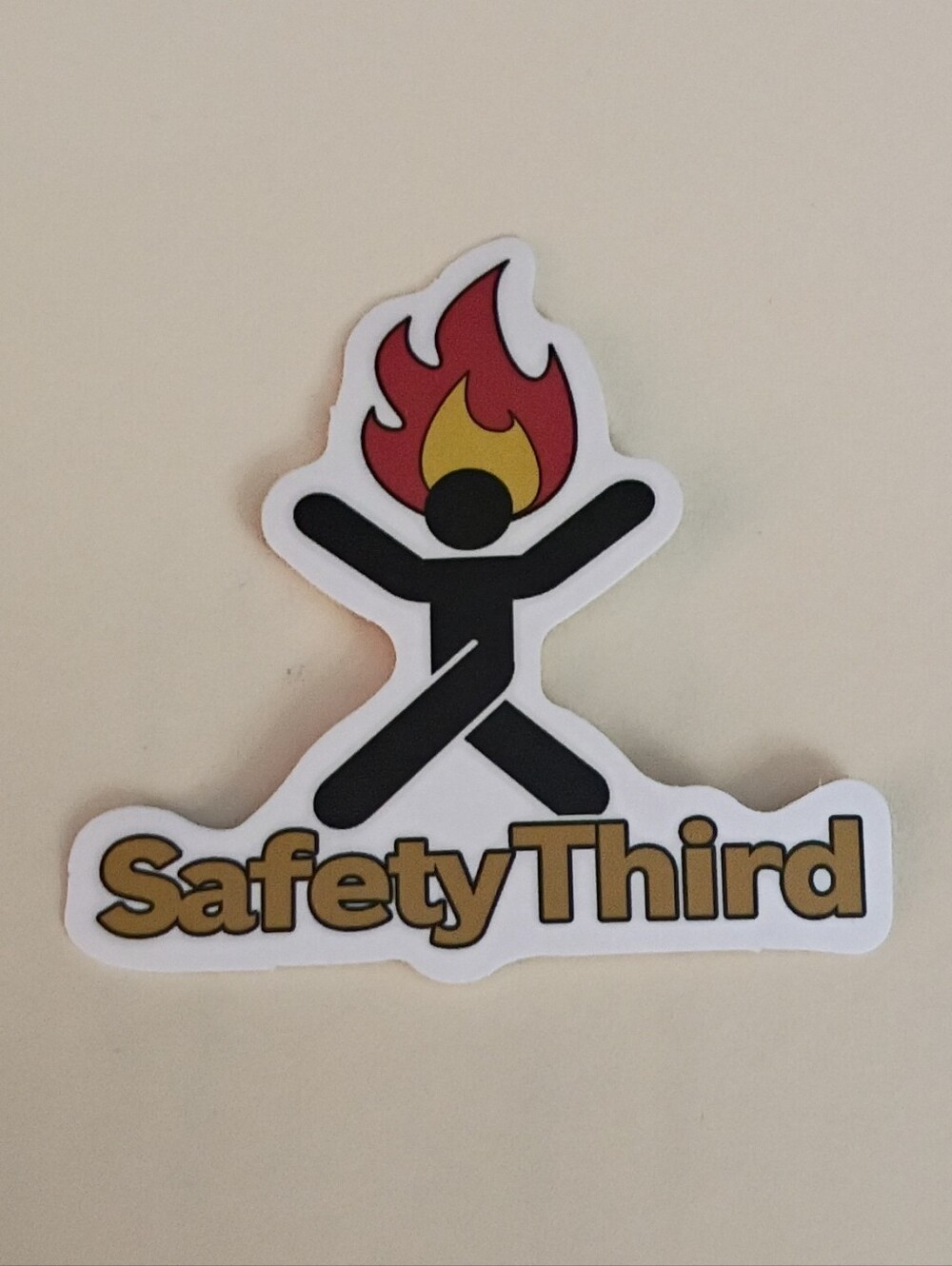 10/$10 Stickers Decal - Stick Guy Head On Fire - Safety Third
